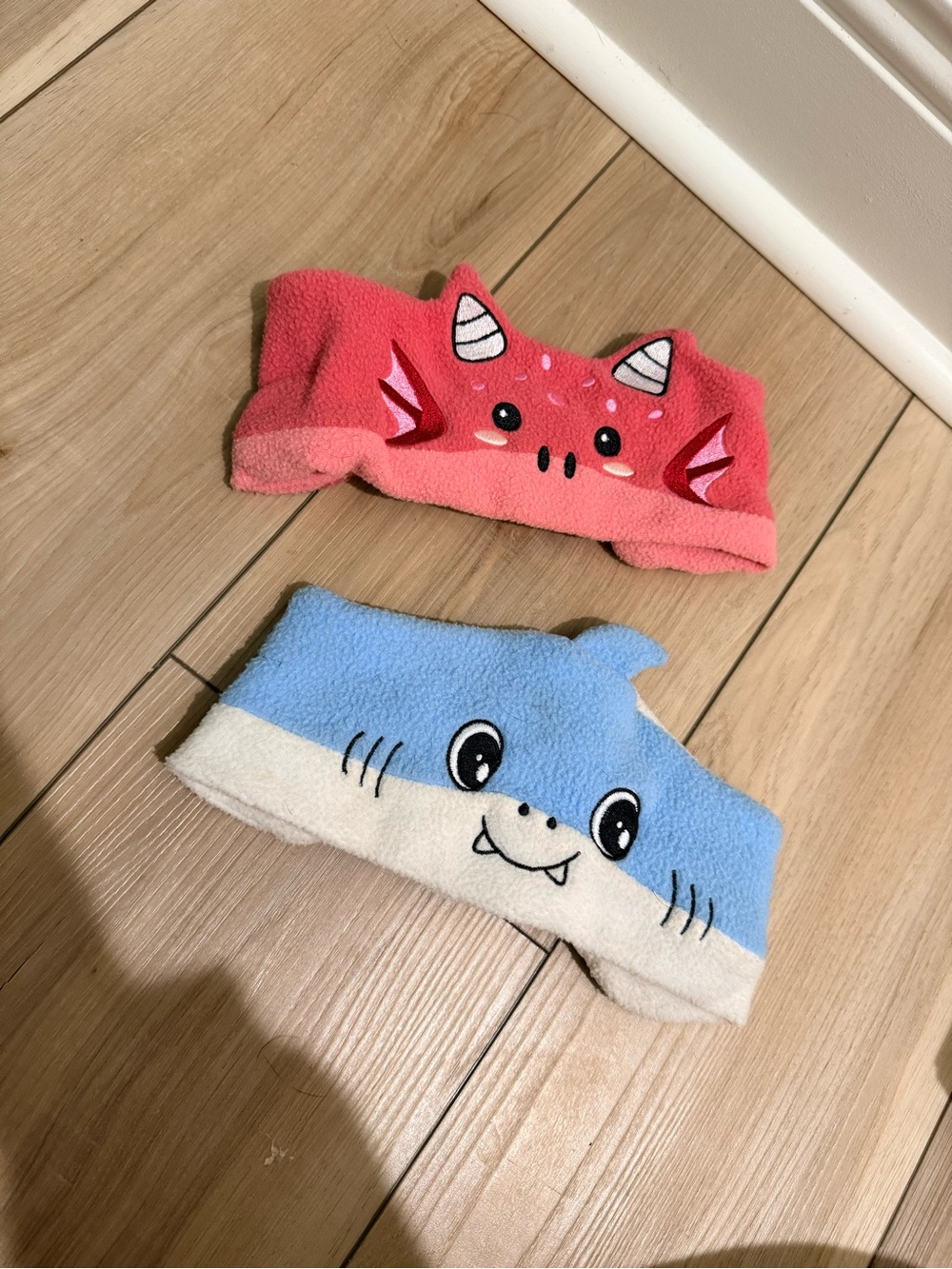 Bandou toddler Over-Ear Plush Headband Set - Blue (Finny) and Pink (Ember)